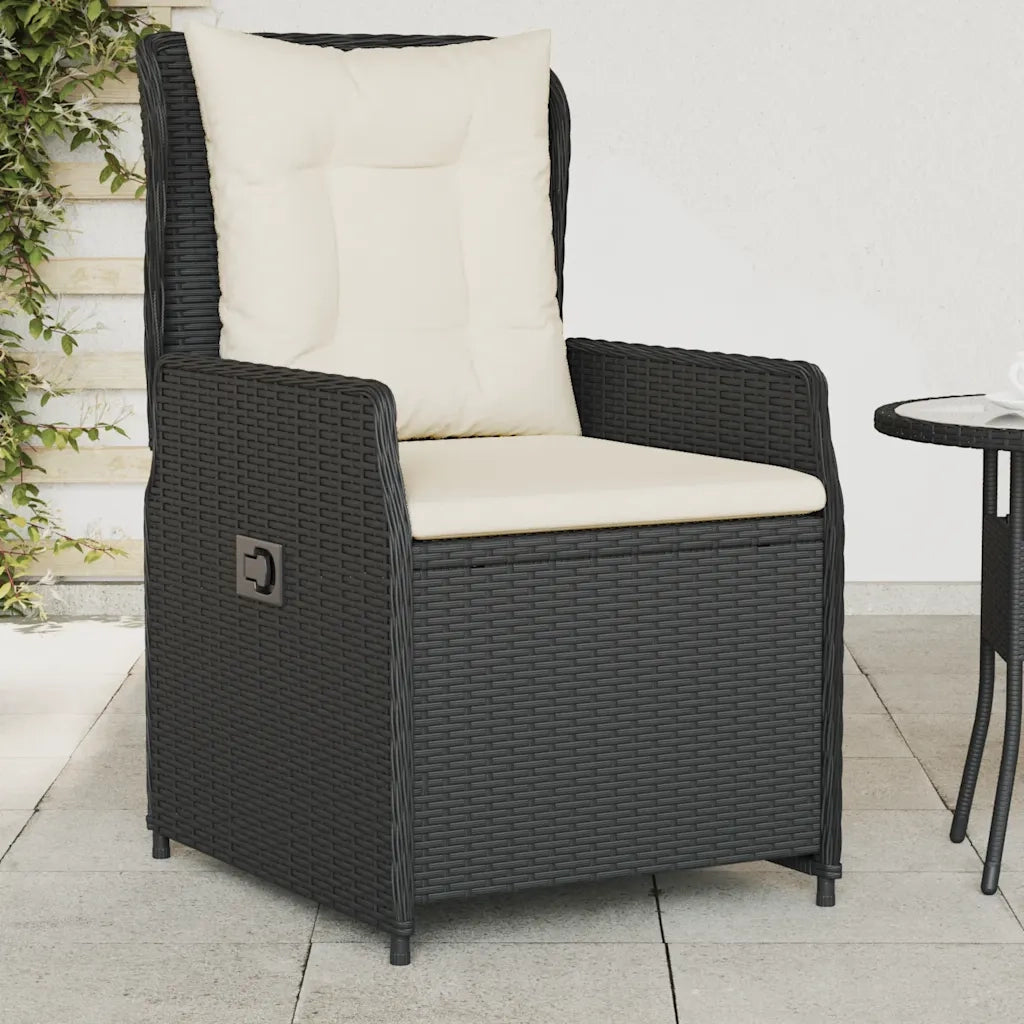 Sedie da Giardino Reclinabili 2 pz | Sedie da Esterno Nere in Polyrattan