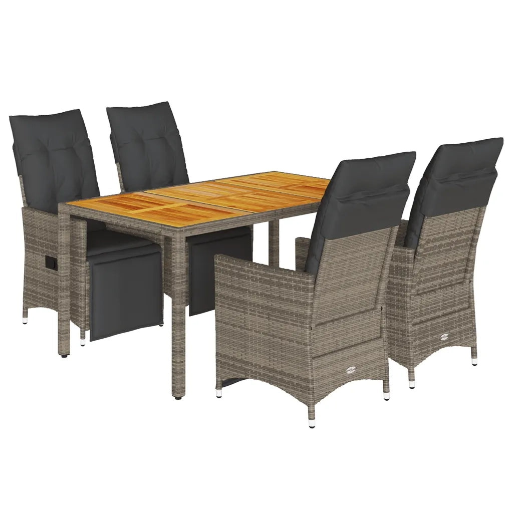 Set Bistrò da Giardino 5 pz con Cuscini in Polyrattan Grigio 3276887