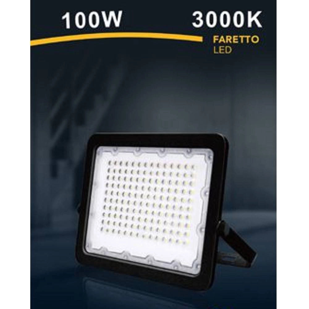 Trade Shop - Faro Led 100w Faretto Ultra Slim Esterno Nero Ip65 Luce 6500k 4000k 3000k Fs100w-n -