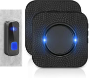 Sistema di Allarme con 2 Ricevitori - Batterie - Senza Fili - 300 m di Raggio di Azione - 55 Melodie - 5 Livelli di Volume - Set di 2 - Installazione Facile