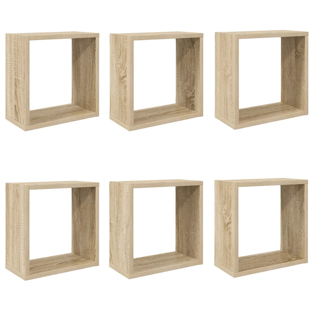 Mensole Parete a Cubo 6 pz Rovere Sonoma 30x15x30 cm cod mxl 58729