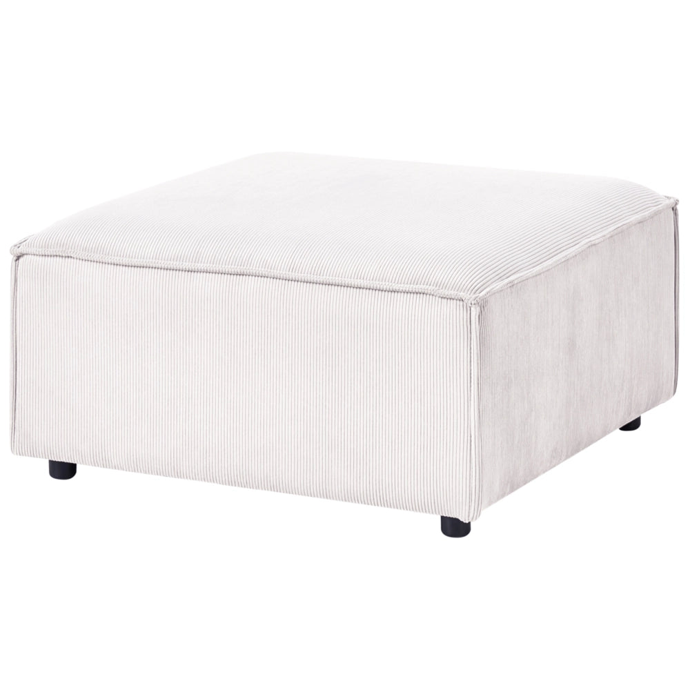 Pouf imbottito modulo poggiapiedi quadrato gambe nere in corda bianco sporco Stile moderno