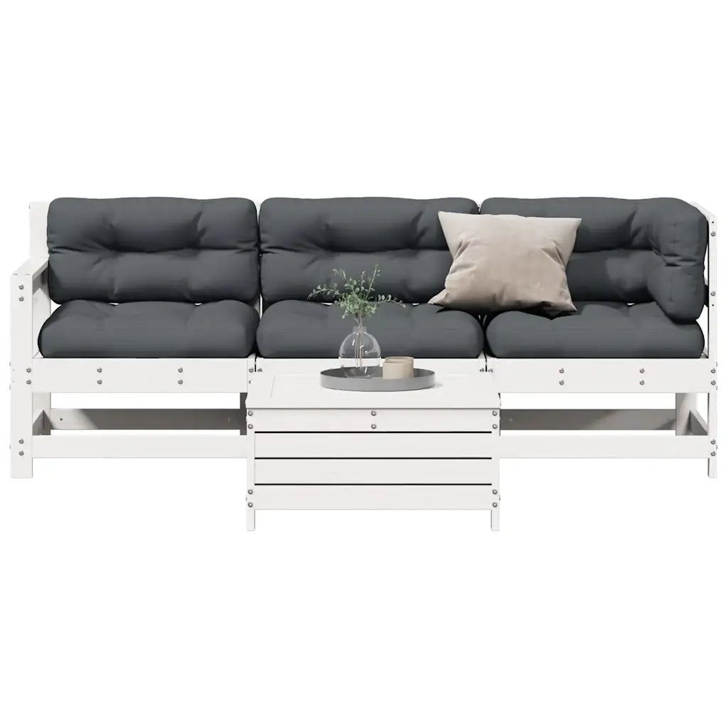 Set Salotto Giardino 4pz con Cuscini Bianco Legno Massello Pino 3250781