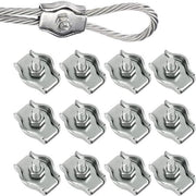 Clip per filo di cavo M2, 12 pezzi, clip per cavo in acciaio inossidabile 2 mm, per esterni, per asciugatura e appendere il bucato