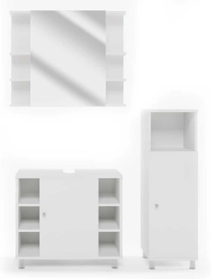 Set mobili bagno Fynn, Sonoma, 60 cm, composto da mobile sottolavabo, specchiera e mobile medio