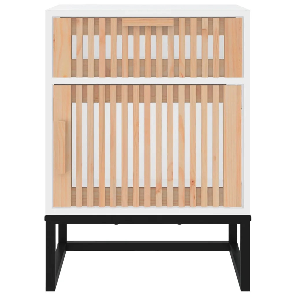 Comodini 2 pz-Set di 2 Tavolino da notte Bianchi 40x30x55,5 cm Legno Multistrato e Ferro