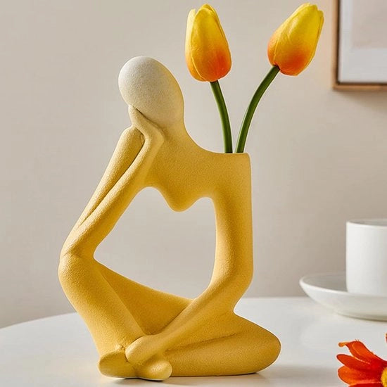 Vaas Ceramica Moderna per Pampas e Fiori - 19 cm Vaso Decorativo per Salotto, Camera da Letto e Cucina