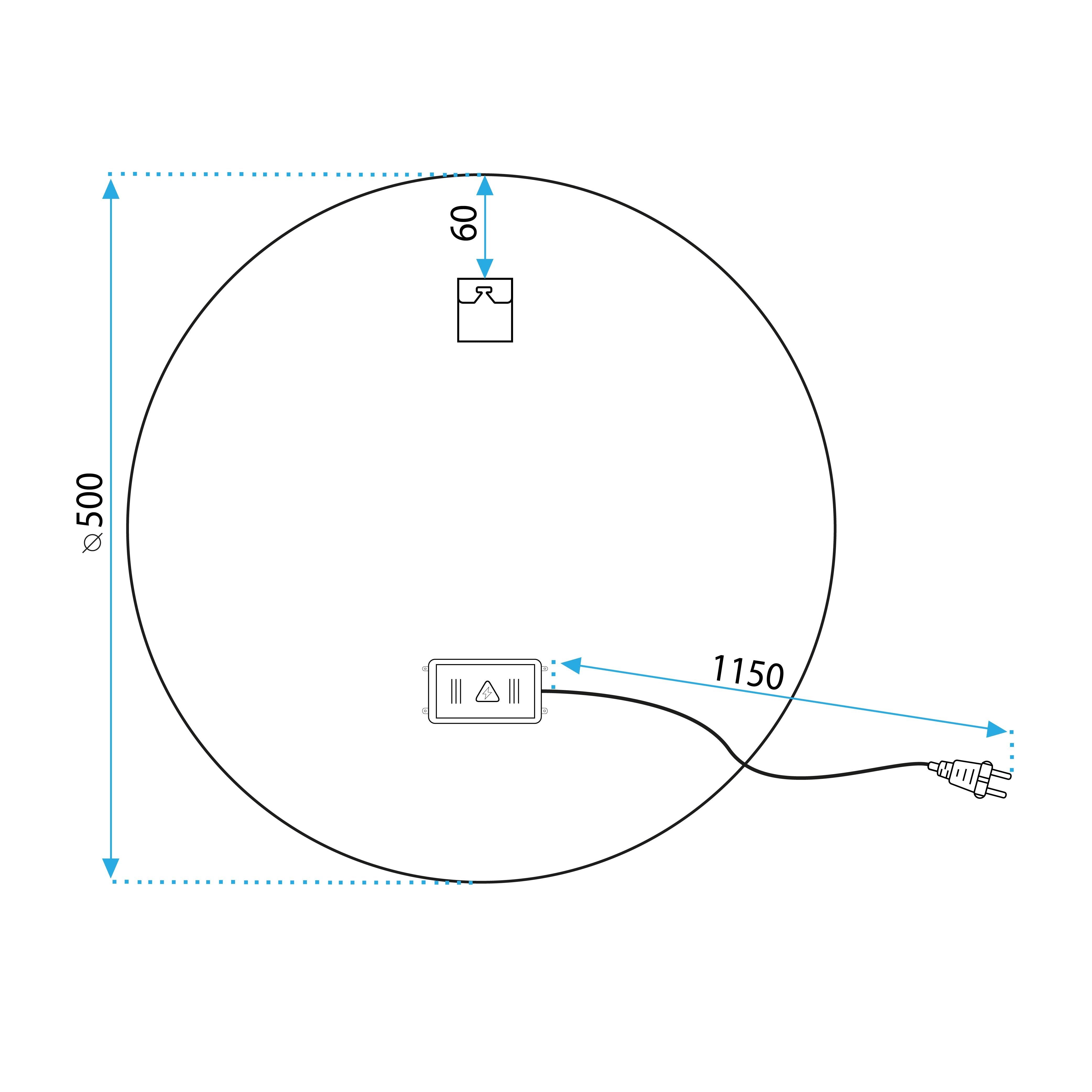 Specchio Led 50cm Ffj50