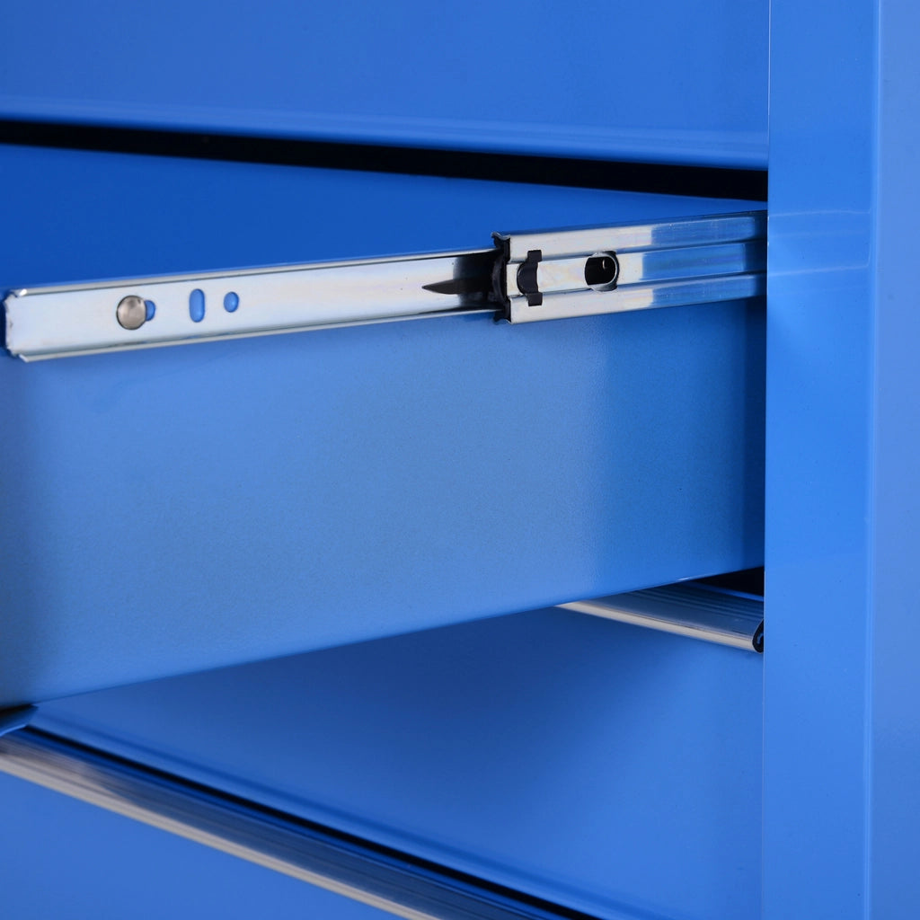 Carrello da Officina a 5 Cassetti con Ruote in Metallo Blu, 67.5x 33 x 77cm