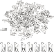 100 lettere metalliche in stile charme, da 100, per bulk, per artigianato, per gioielli fai da te, per orecchini, collane, anelli, catenelle, in argento scuro, lettera M
