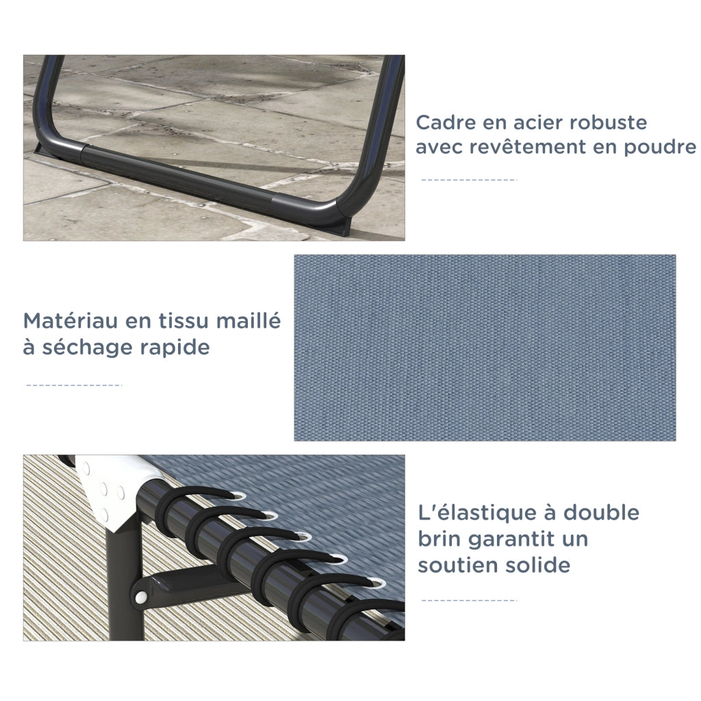 Lettino da giardino pieghevole con schienale regolabile ¨C zephmum ¨C Nero textilene Grigio