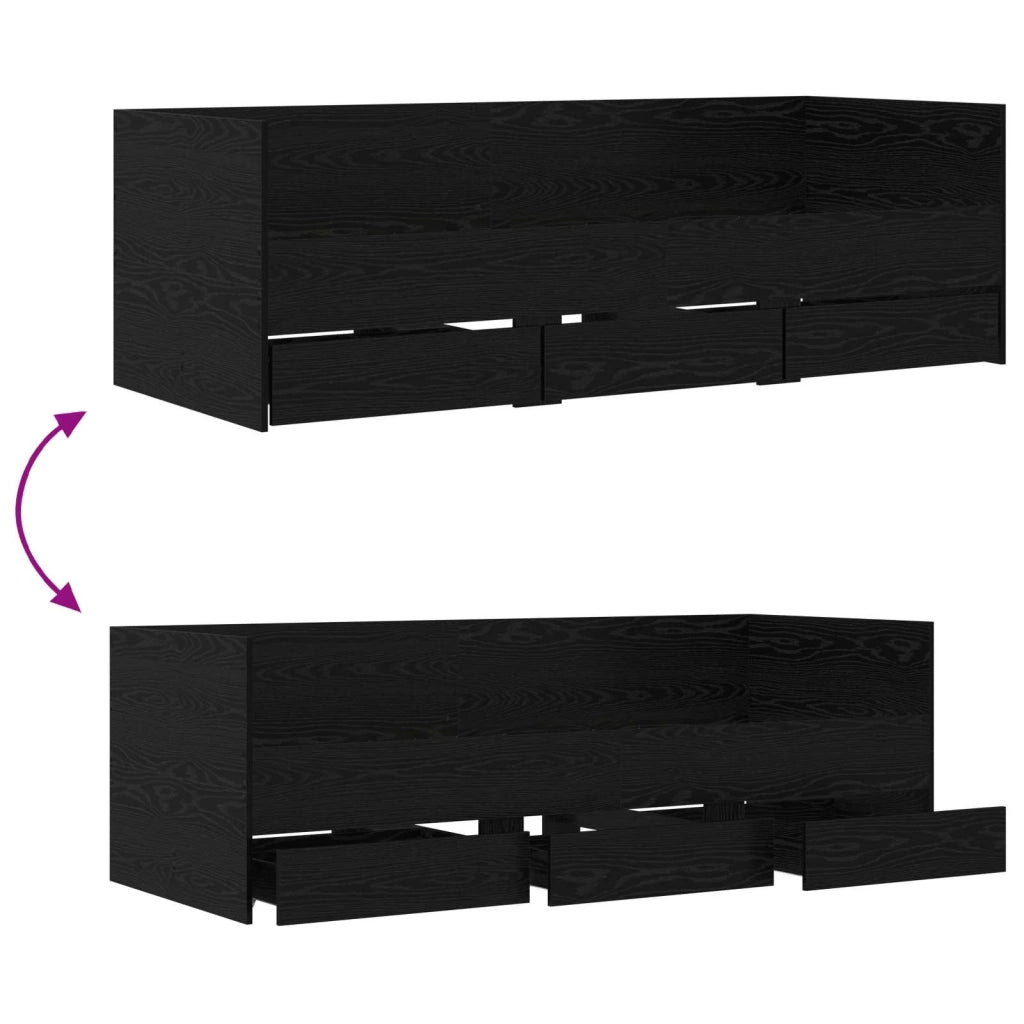 Telaio del letto con storage Rovere Nero 80 x 200 cm 3429635