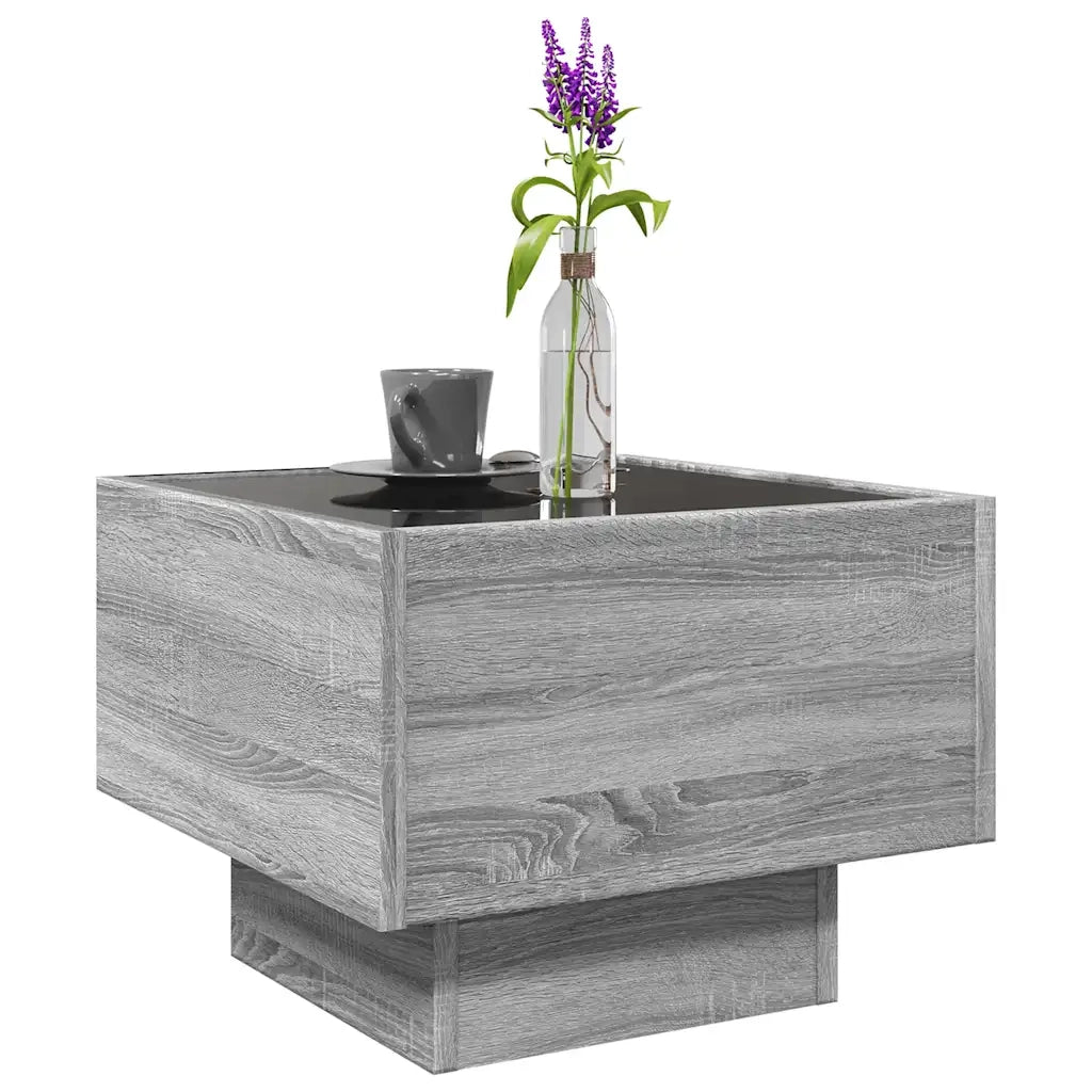 Tavolino da salotto | Tavolino da caff¨¨ | Tavolino da Soggiorno con LED Grigio Sonoma 40x40x30 cm in Legno Multistrato