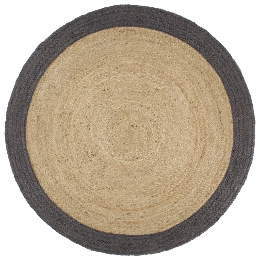 Tappeto Lavorato a Mano in Juta con Bordo Grigio Scuro 240 cm cod mxl 61351