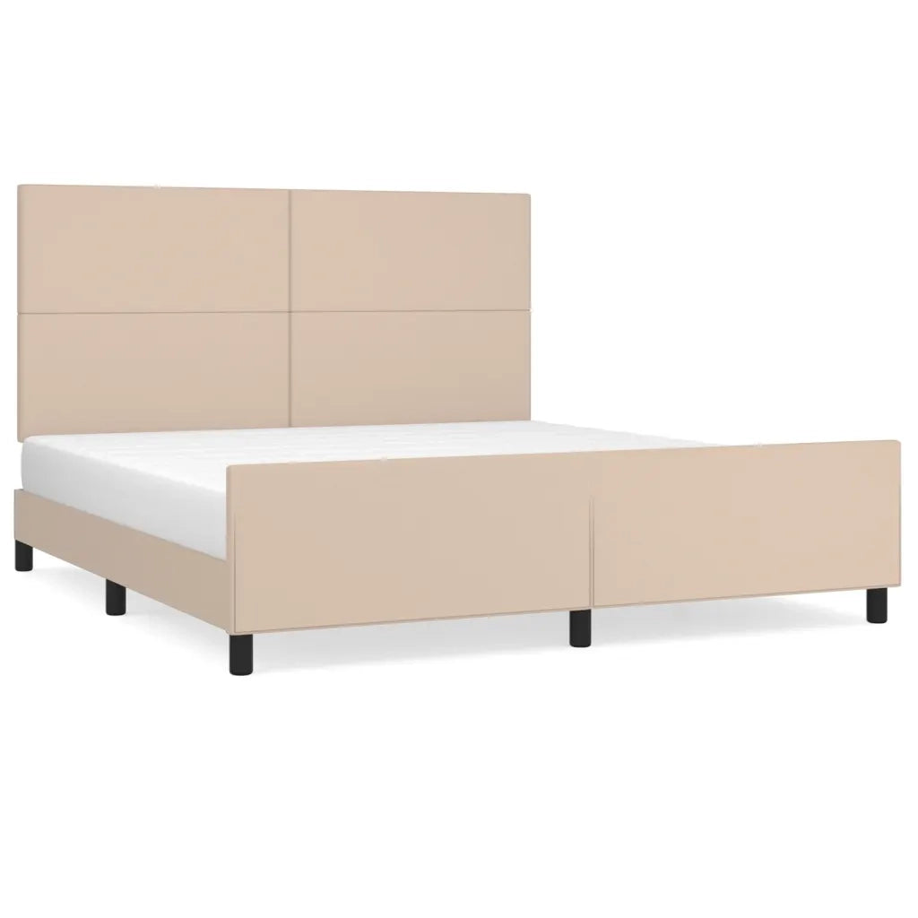 Giroletto con Testiera-Letto con Testiera Cappuccino 180x200 cm in Similpelle 556876