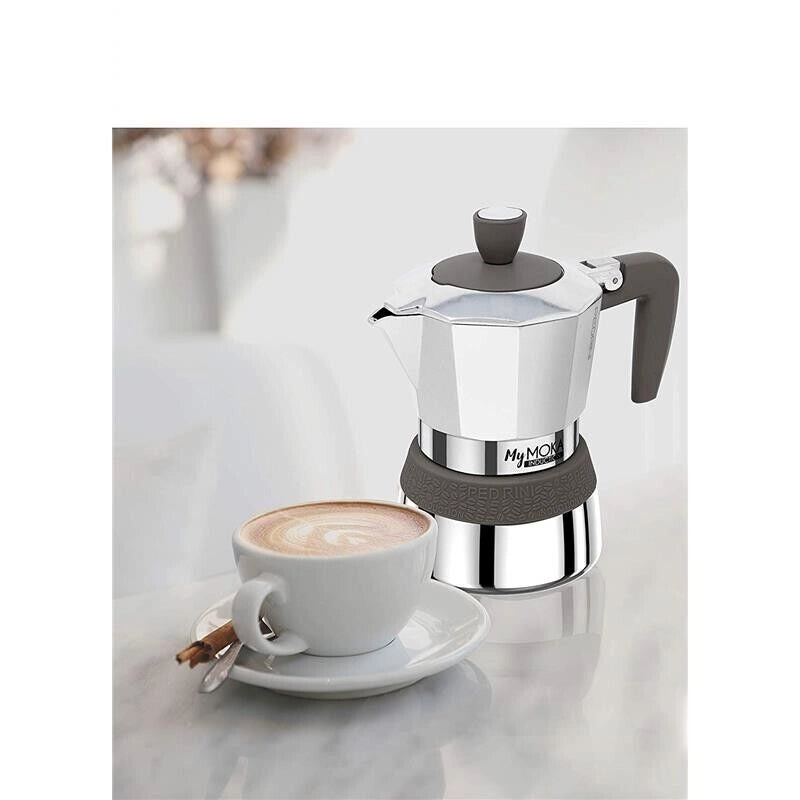 PEDRINI MY MOKA CAFFETTIERA 3 TAZZE INDUZIONE ACCIAIO INOX SILICONE BLU NOTTE