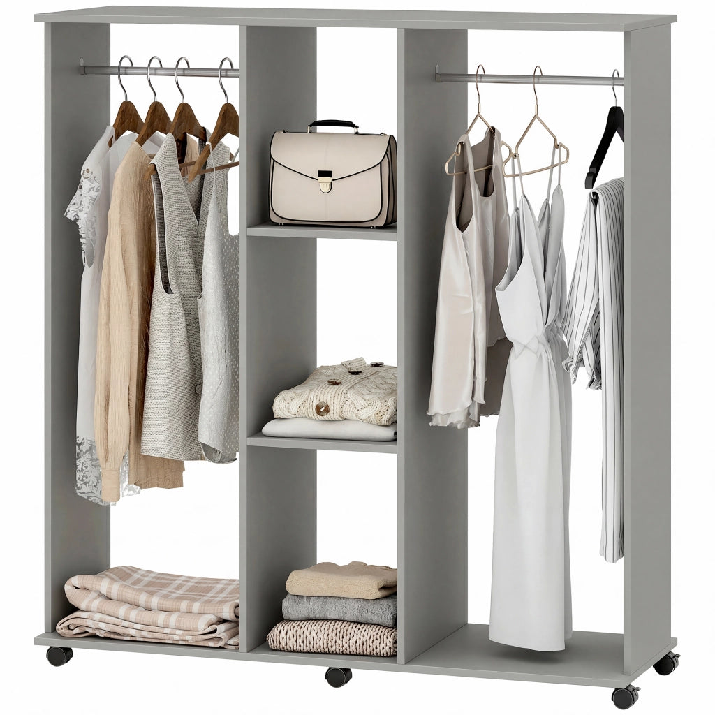 Armadio scorrevole con appendiabiti ¨C zephmum ¨C grigio 120x40x128 cm