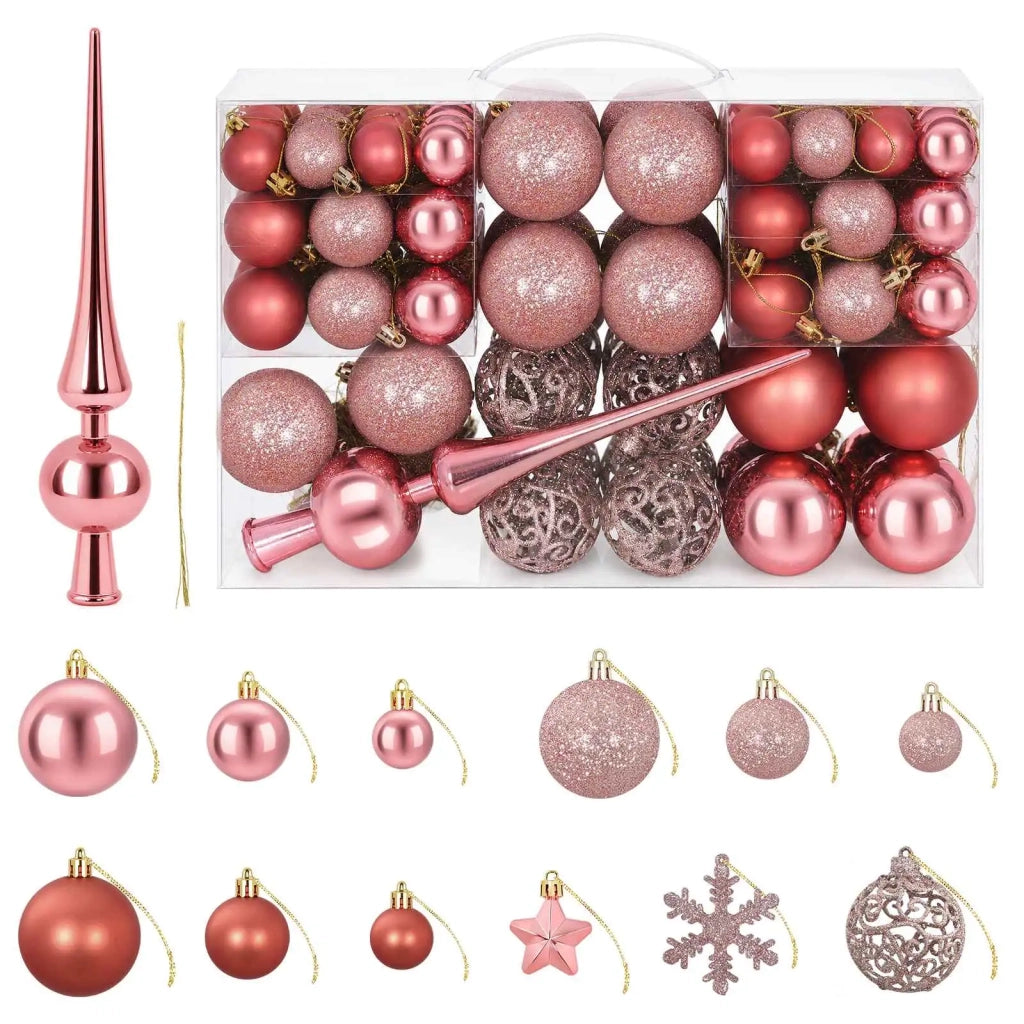 Set di Palline di Natale 111 pz Rosa antico 6 cm Polistirolo 42050594