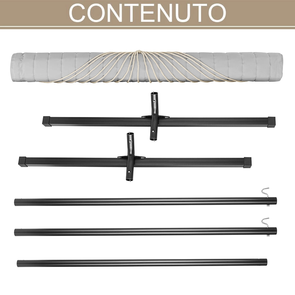 Amaca da Giardino Brasiliana Grigio con Cuscino e Supporto Acciaio Portata 200kg