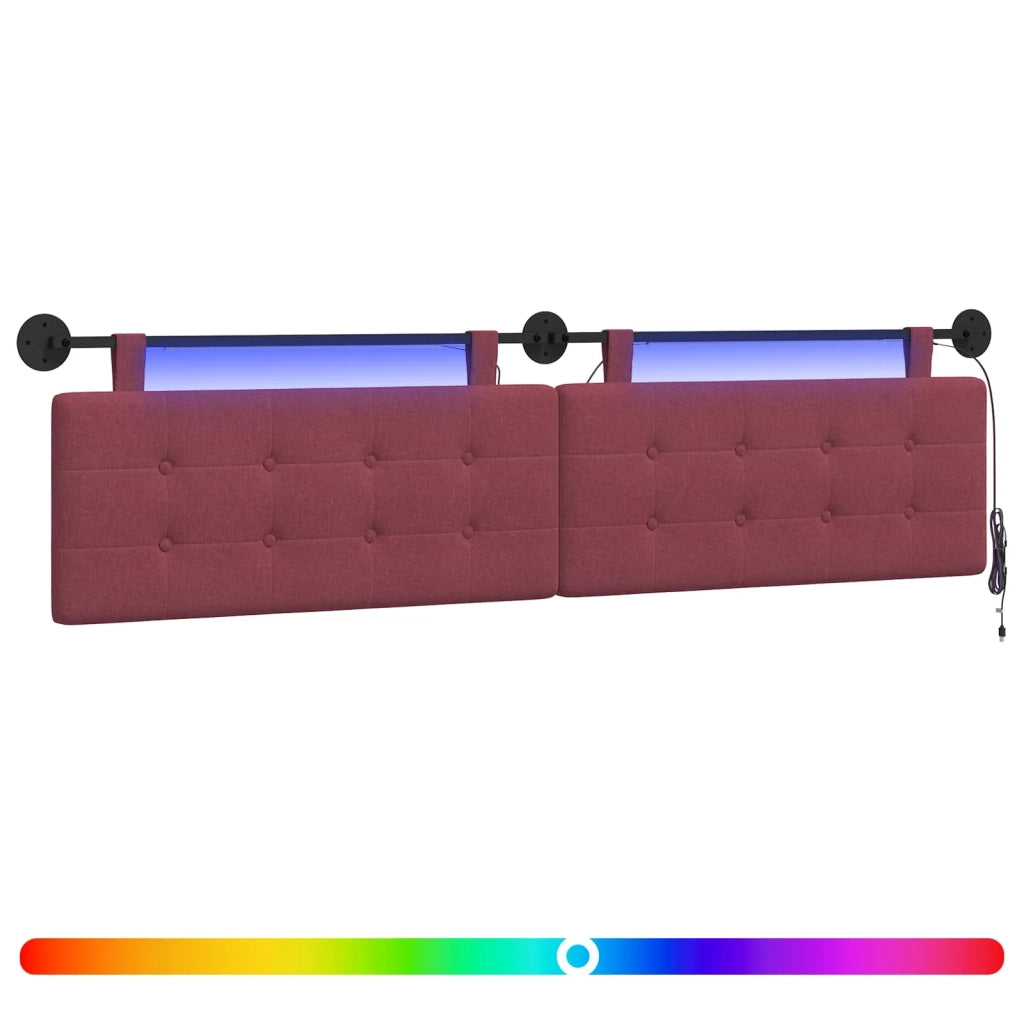 Testiera sospesa Con luce LED Rosso Vino Tessuto