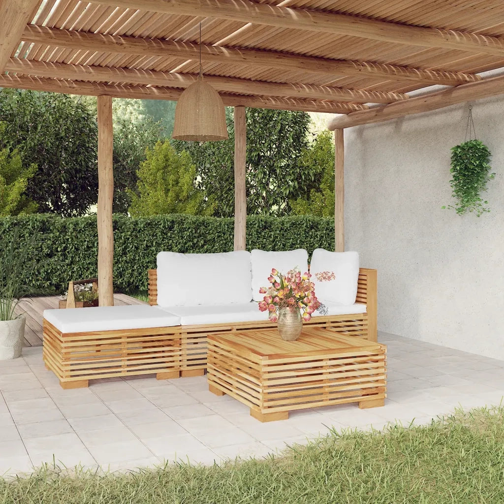 Set Divani da Giardino 4 pz con Cuscini Legno Massello di Teak 3100911