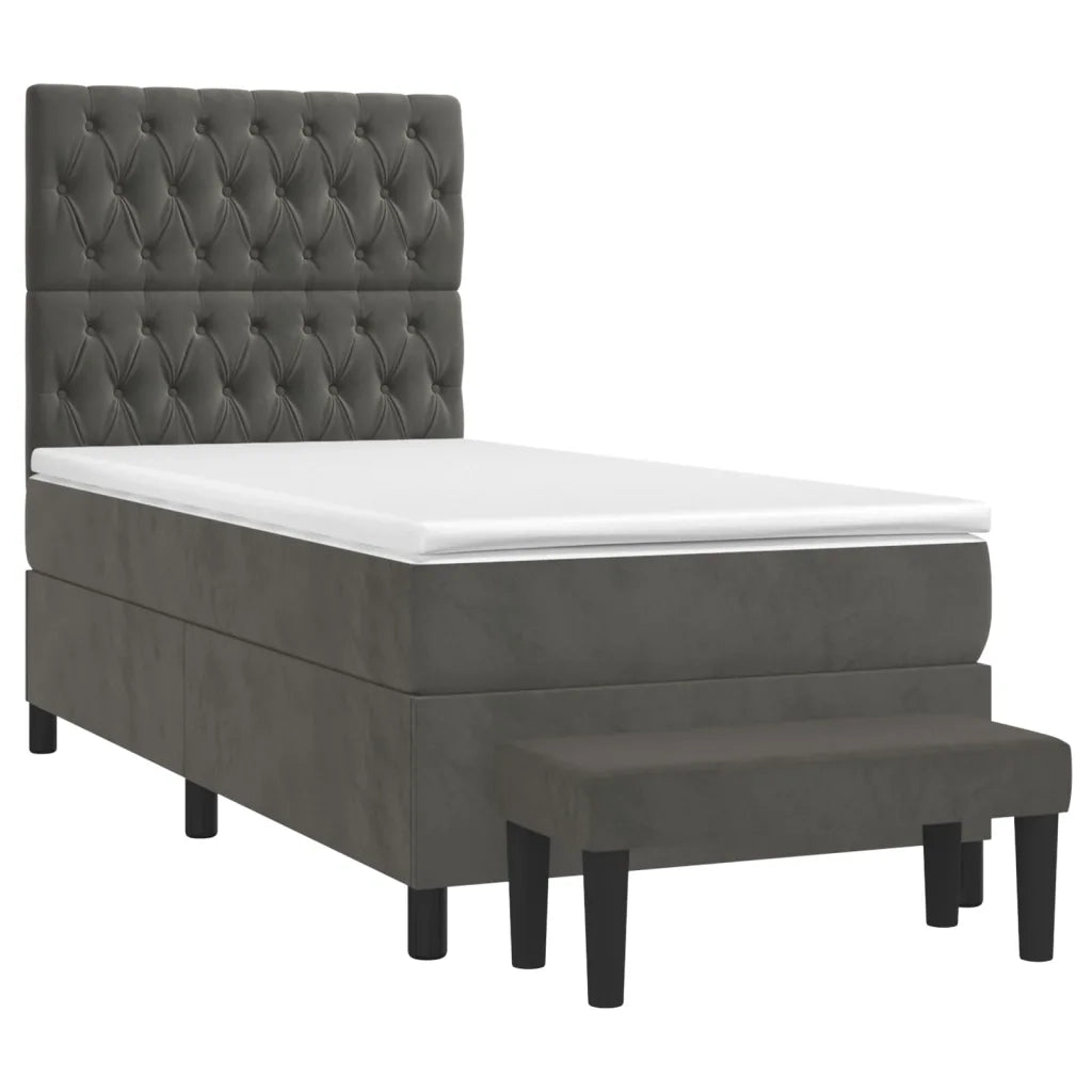 Giroletto a Molle con Materasso Grigio Scuro 100x200 cm Velluto
