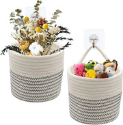 Tessuto di cotone per pendenti - Mandola moderna - Pianta in rete macramé con fiori - Decorazione per balcone - Vasi per piante ecosostenibili - Supporto per piante - Vaso per piante - Set da 2 pezzi