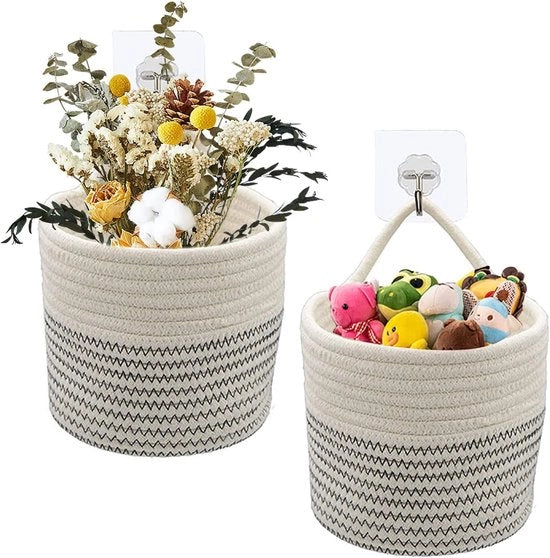 Tessuto di cotone per pendenti - Mandola moderna - Pianta in rete macramé con fiori - Decorazione per balcone - Vasi per piante ecosostenibili - Supporto per piante - Vaso per piante - Set da 2 pezzi