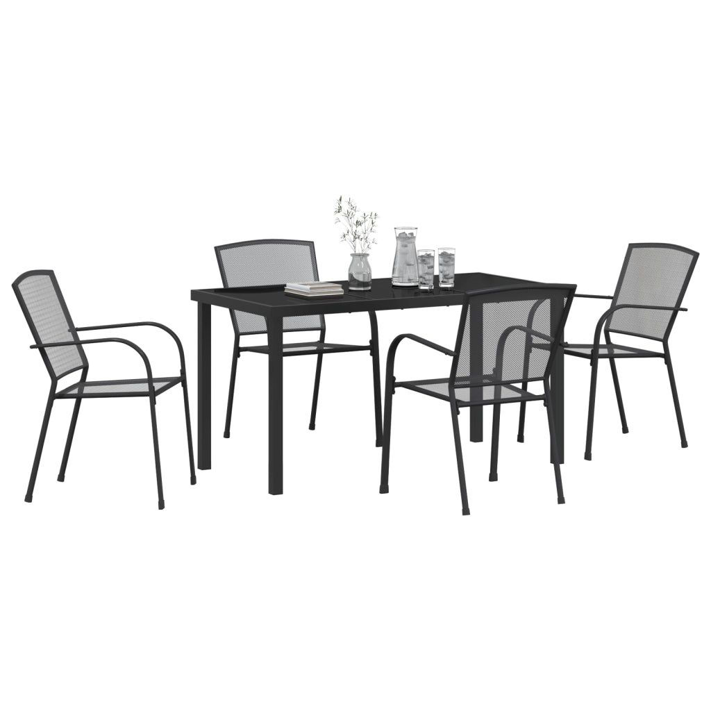 Set da Pranzo da Giardino 5 Pezzi in Acciaio Antracite