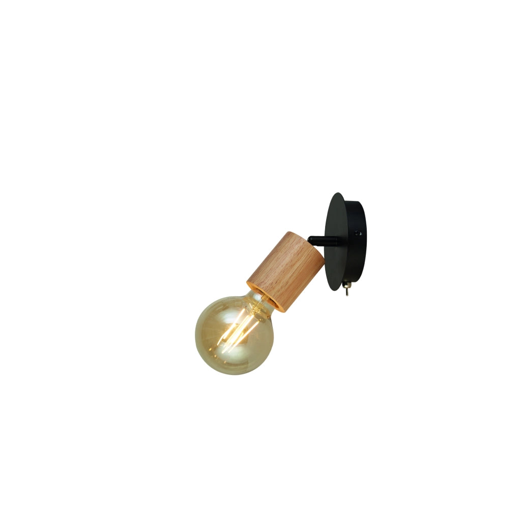 Applique Industrial-Nordico Spinoso Acciaio Nero Marrone 1 Luce E27