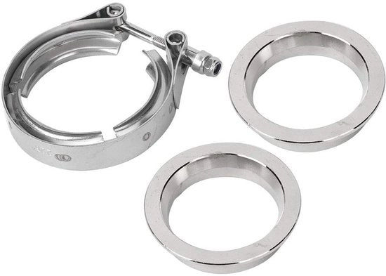 V-band Klemset in Acciaio Inossidabile - Serratura per Tubo di Scarico - Universale - 2,25 Pollici (57 mm) - Compreso Pincettone - Serratura per Tubo di Scarico