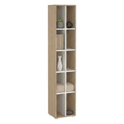 Libreria Erevan, Scaffale da ufficio, Mobile portalibri, Biblioteca, 41x34 h205 cm, Rovere e Bianco