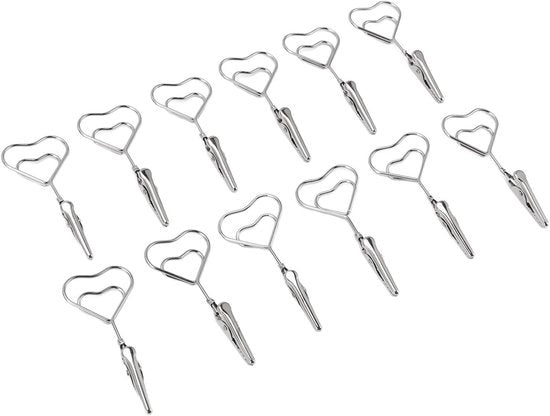 Fotoclip Decorativo 28 Pollici - Cavo di Fissaggio Robusto - 12 Stami di Acciaio Rivettato - Doppio - Ideale per Camera da Letto e Matrimonio - Forma a Cuore - Fotofix con Parole Chiave