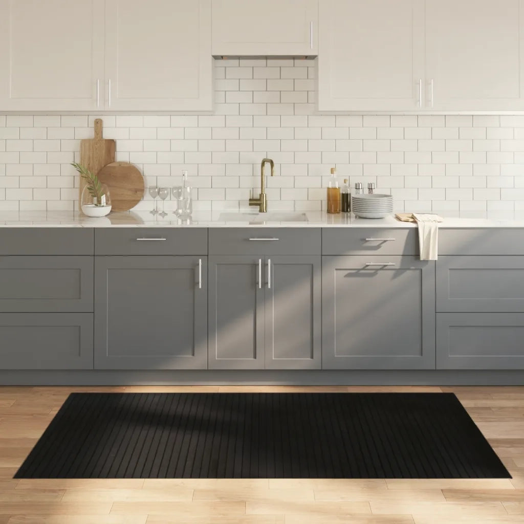 Tappeto Rettangolare Nero 100x200 cm in Bambù 376804