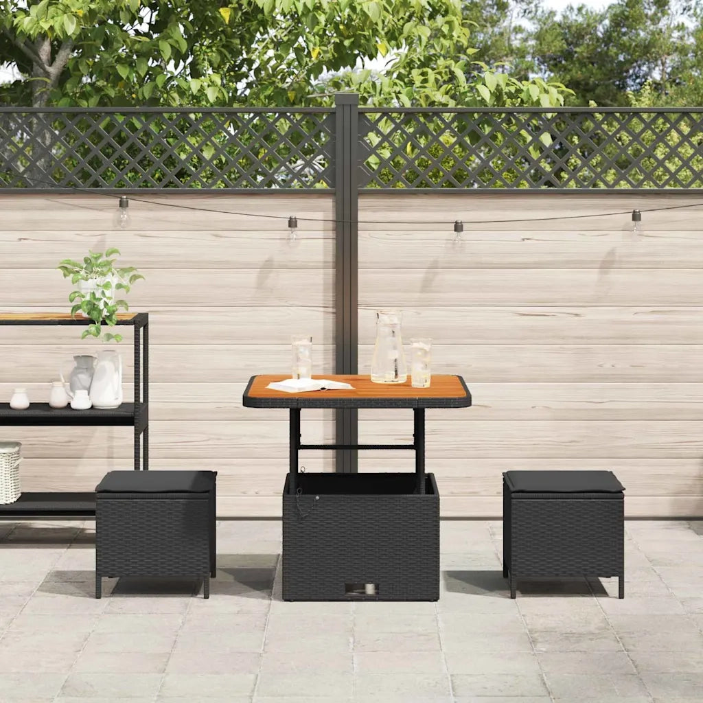 Set da Pranzo per Giardino Nero polyrattan 42007911