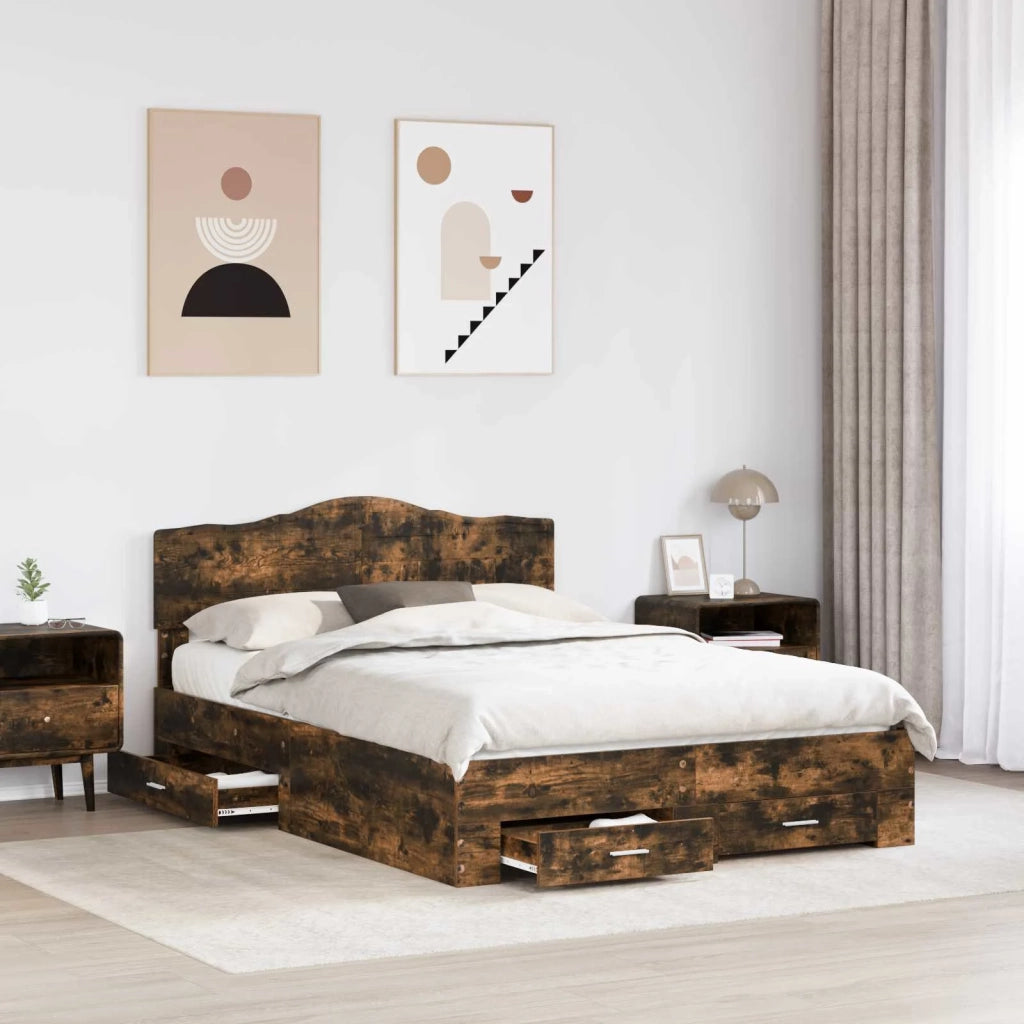 Struttura del letto Rovere fumé 140 x 200 cm Legno multistrato 3413188