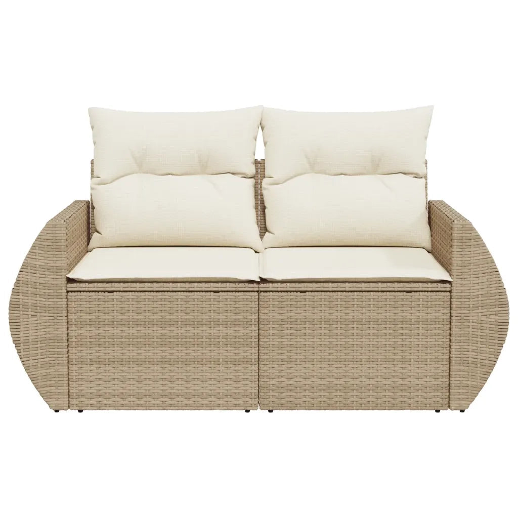 Divano da Giardino con Cuscini a 2 Posti Beige in Polyrattan 366080