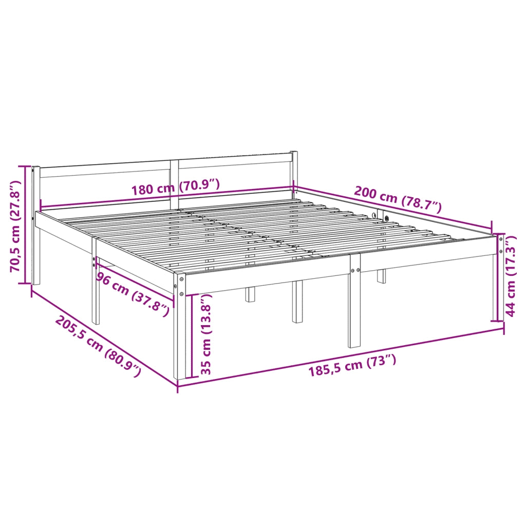 Letto matrimoniale | Letto per adulti | Letto per Anziani Bianco 180x200 cm Super King Legno di Pino