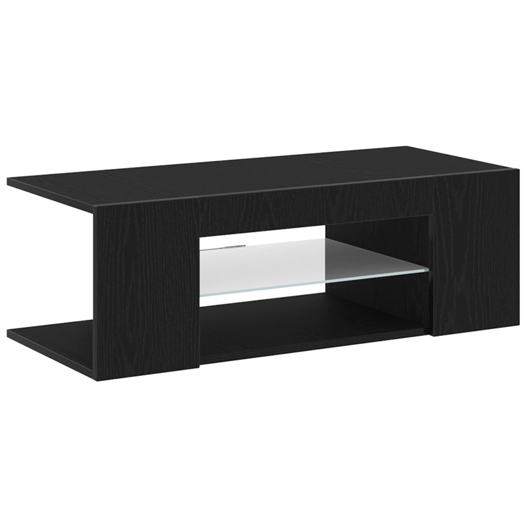 Mobile TV  con luci LED Rovere Nero 90x39x30 cm in Legno ingegnerizzato