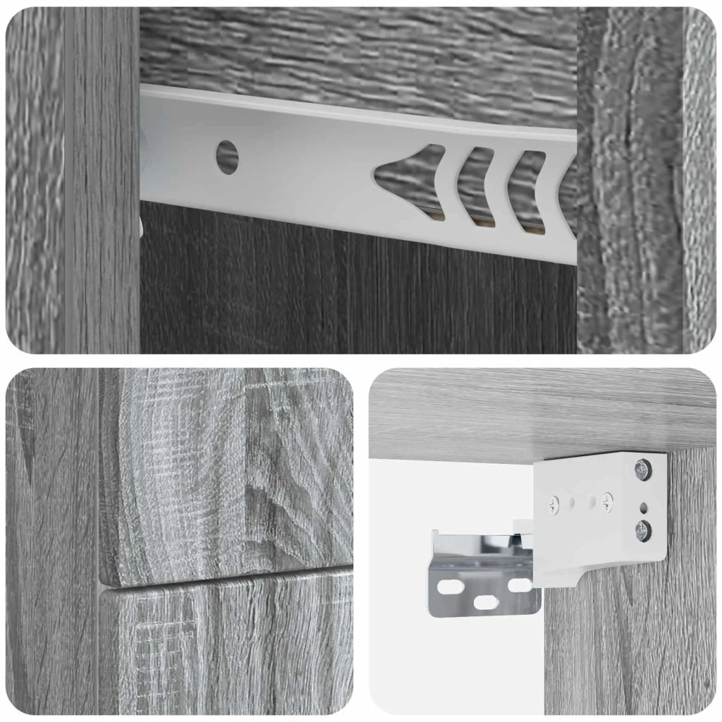 Mobiletto da notte a muro 2 pcs Grigio Sonoma 33 x 34,5 x 40 cm