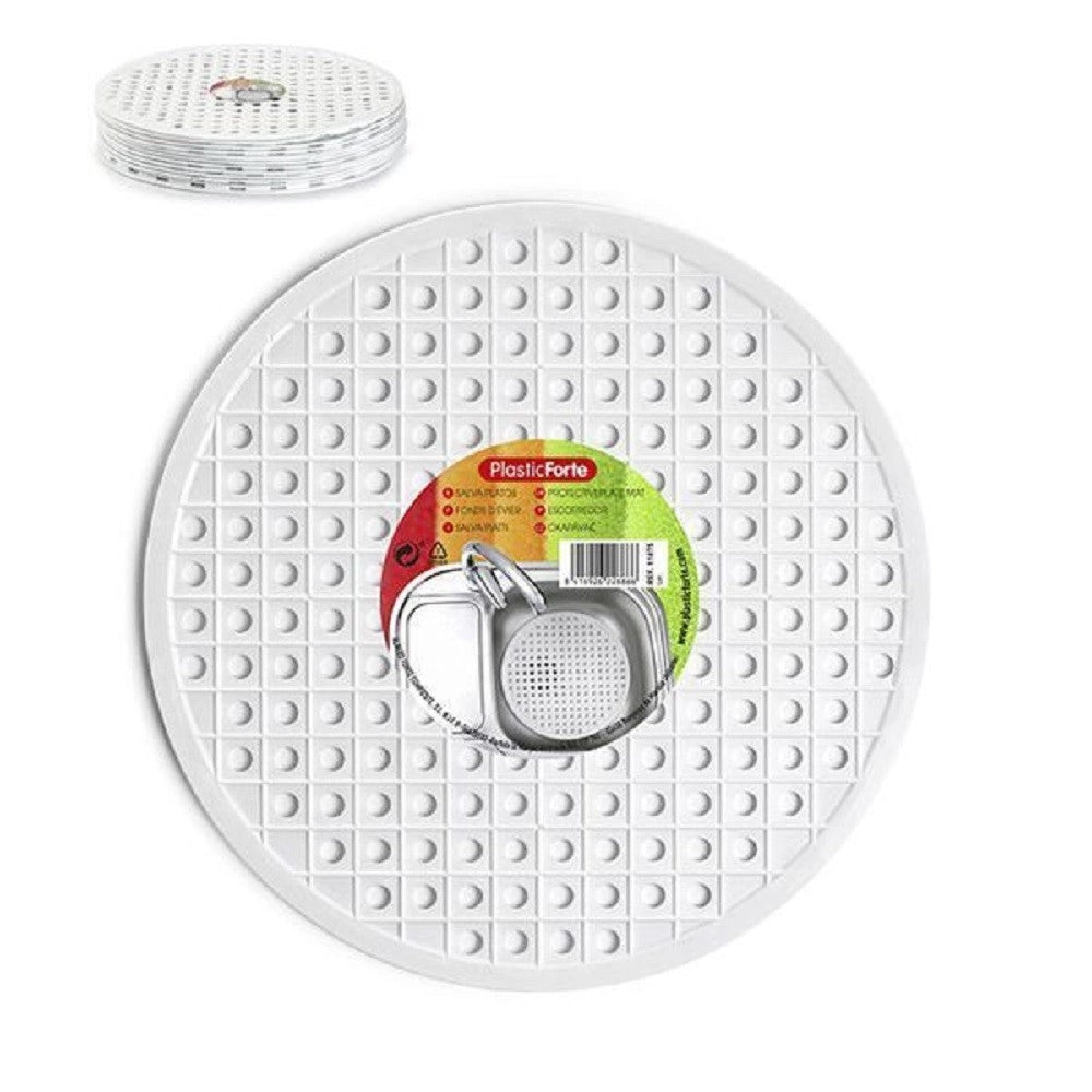 Trade Shop - Tappeto Tappetino Per Lavello In Plastica Tondo Cucina Rotondo Bianco 1187501 -