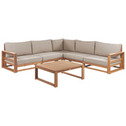 Set da giardino 5 posti in legno di acacia chiaro lato destro moderno elegante