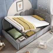 Letto singolo imbottito 90x200 cm con contenitore idraulico grigio