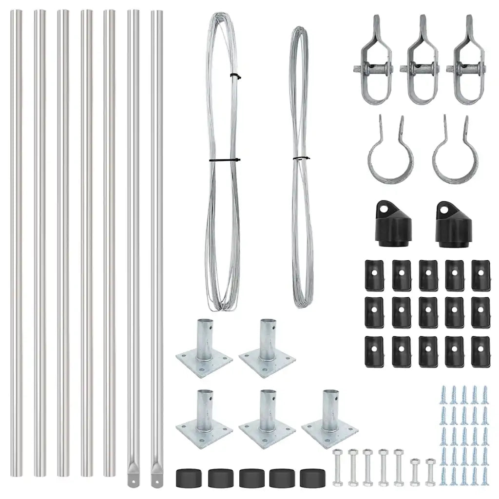 Palo della recinzione 7 pcs Argento Acciaio 42004316