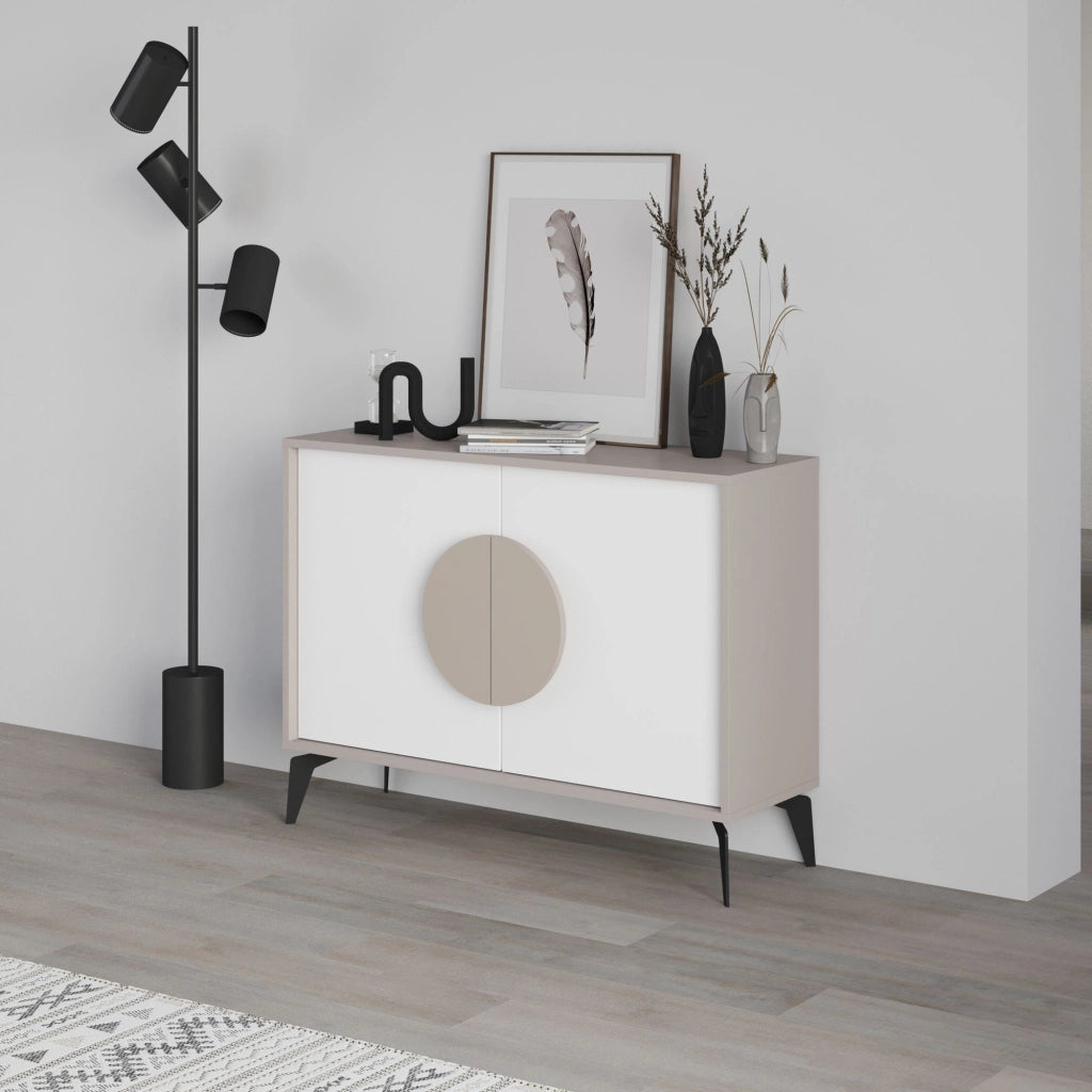 Credenza in legno "Gora" - 110 x 36 x 82 cm - Marrone chiaro moka