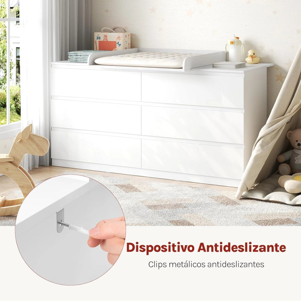 Fasciatoio Neonato, Fasciatoio Universale per Cassettiera con 3 Bordi Rialzati, Profondità Regolabile 47-50 cm, in MDF, 160x80x10 cm (80x80 cm per Bambini)