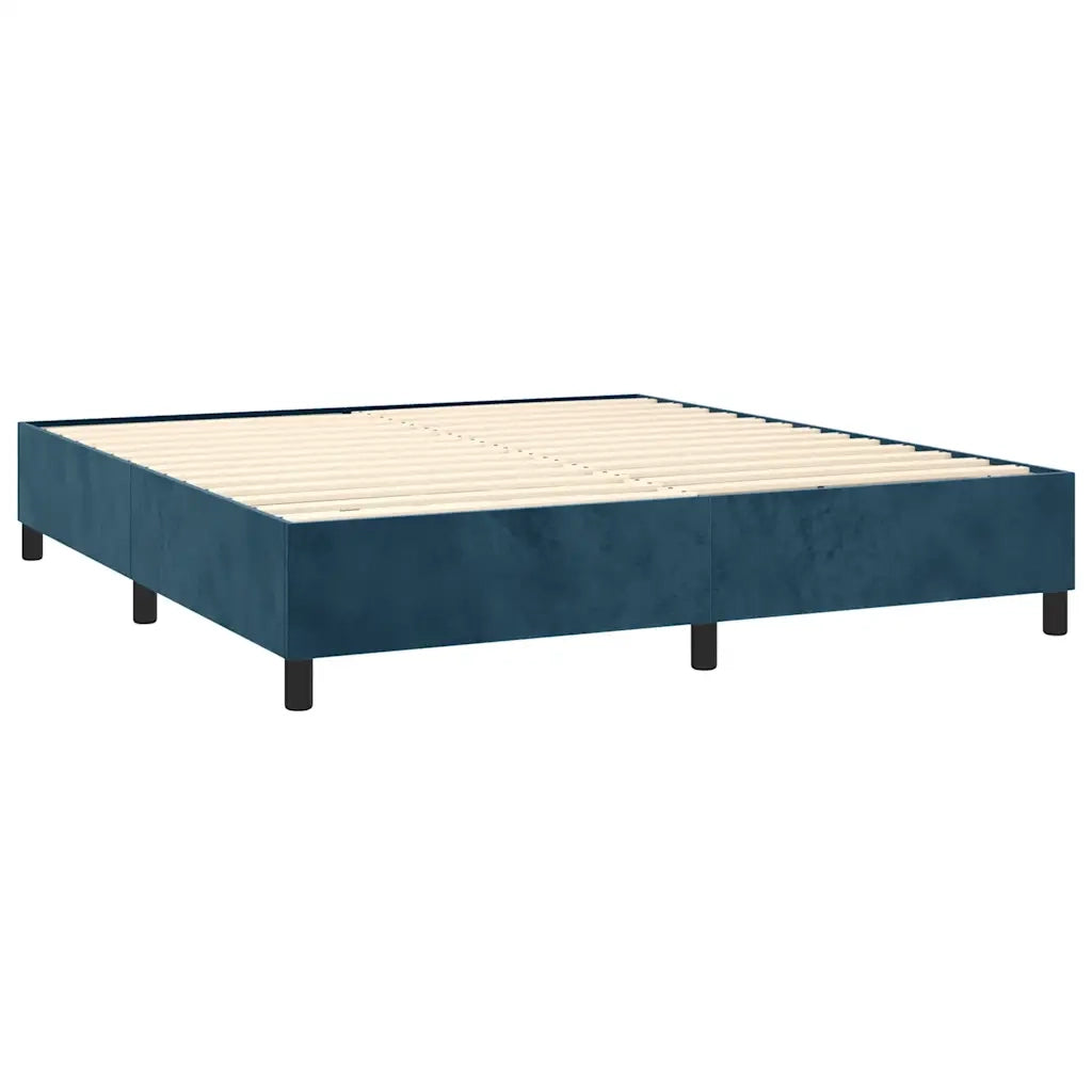 Letto a Molle con Materasso e LED Blu Scuro 160x200 cm 3136375