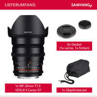 24/1.5 Lens Video DSLR II Canon EF obiettivo video a fuoco manuale 0.8 Gear, grandangolo nero