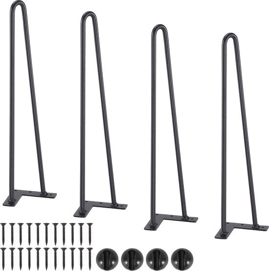 Supporti di metallo per tavoli, 482,6mm, per tavoli notturni e salottini, 226,8 kg di carico, con protezione per pavimenti in gomma, set da 4