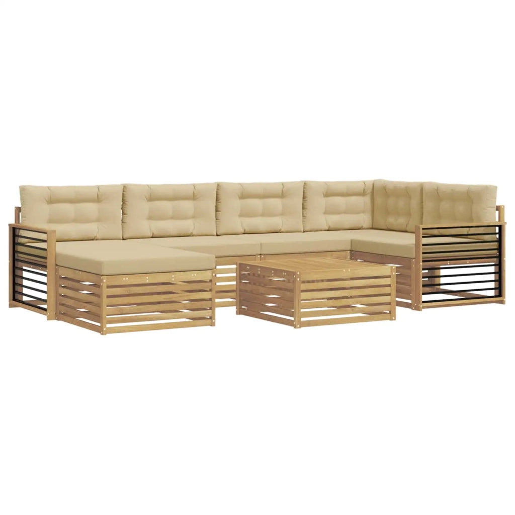 Set di divani da esterno con cuscino 7 pcs Bianco e Beige